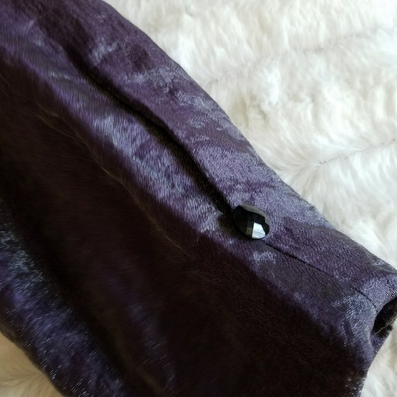 Purple silver shimmer elegant top tunic open back brooch embellished 12P - Picture 5 of 7